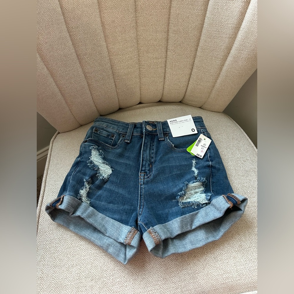Aeropostale Blue Distressed Jean Shorts